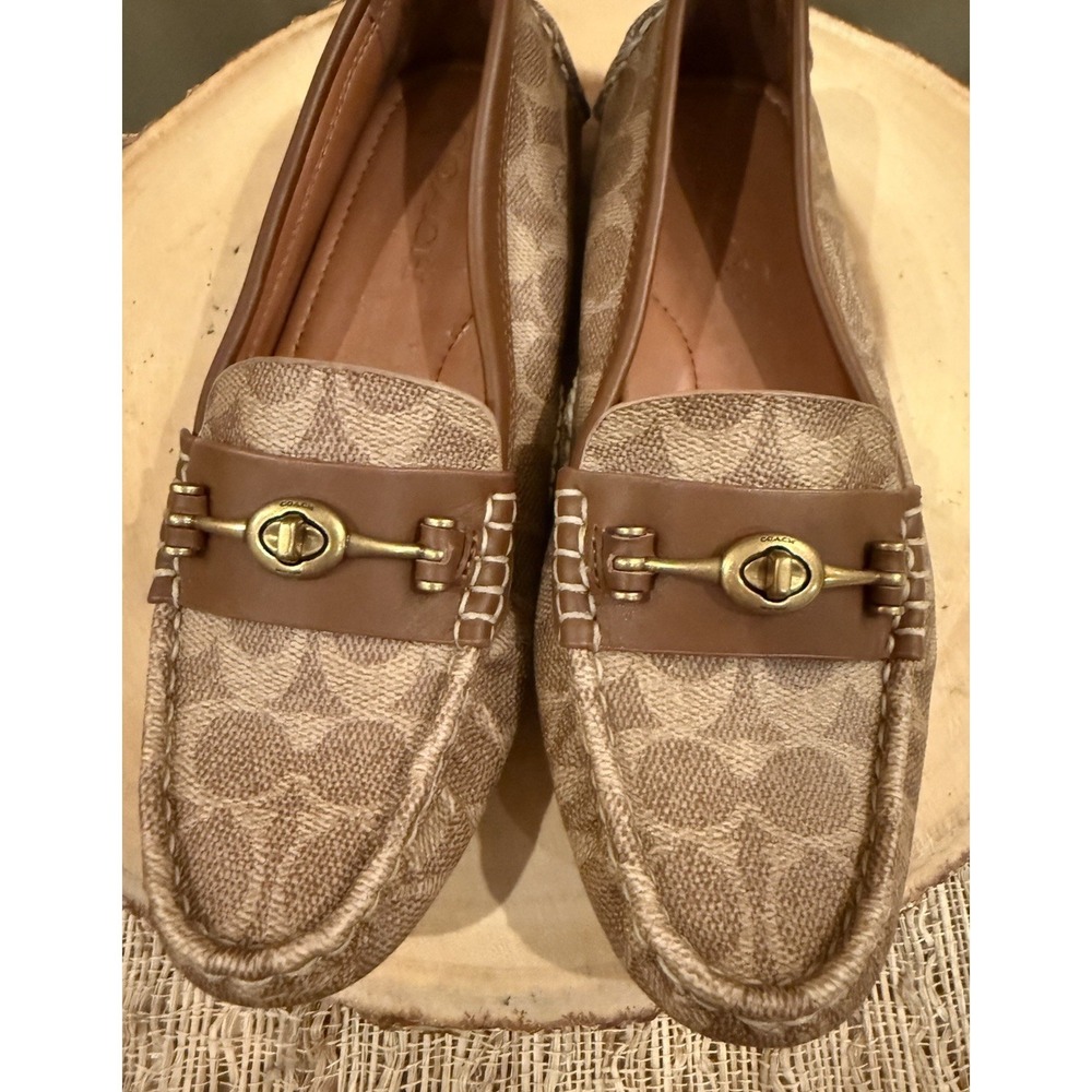 Coach Crosby Turnlock Driver Loafer Moccasin Signature Coated Canvas Women's 7.5 - Picture 6 of 16